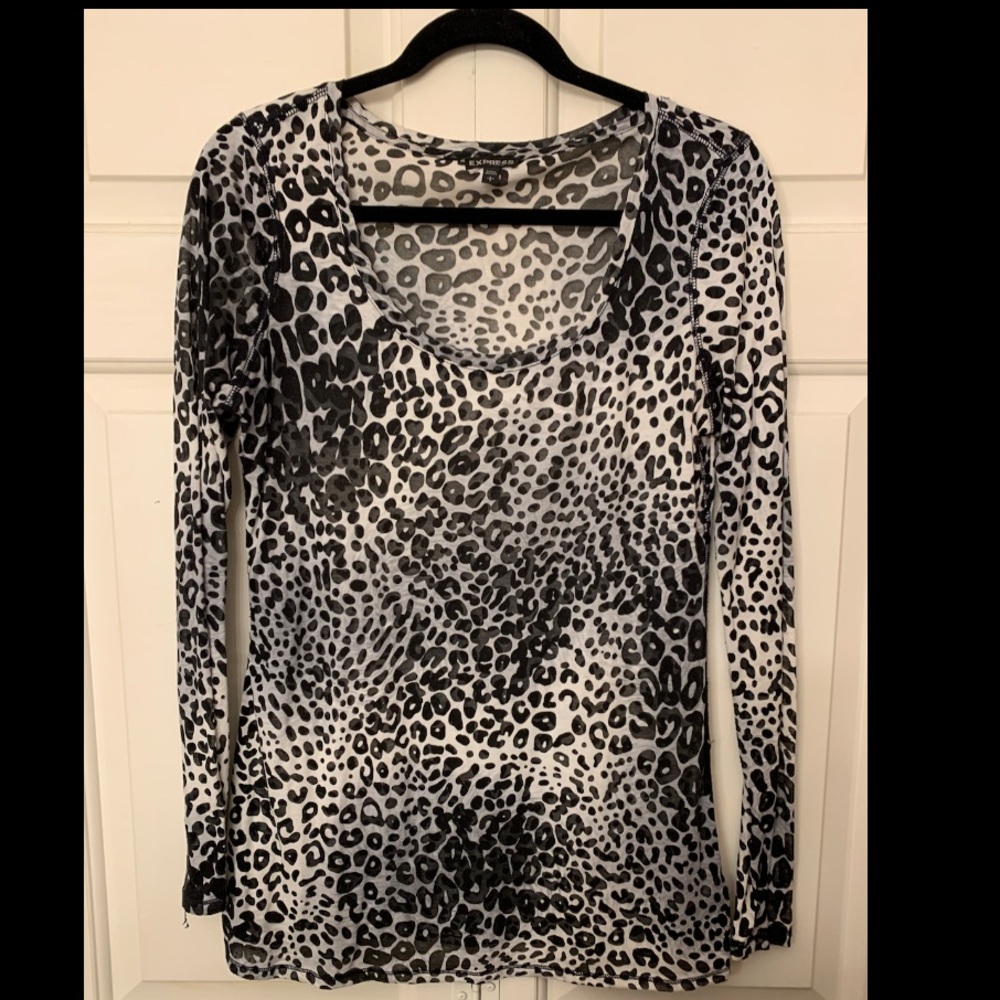 EXPRESS- BurnOut Leopard Long Sleeve Shirt